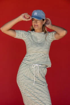 Striped Ribbed T-Shirt - Comfortable Everyday Crew Neck Tee 27 Striped Ribbed T-Shirt - Comfortable Everyday Crew Neck Tee -ROOLEE FASHION SHOP 7W4A6572