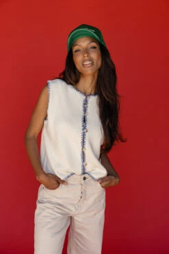 Women's Button Down Vest with Contrast Blue Stitching 14 Women's Button Down Vest with Contrast Blue Stitching -ROOLEE FASHION SHOP 7W4A6661 57a71b37 e7e6 4342 bc7a 325d30a7dbaf