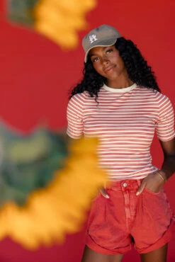 Striped Ribbed T-Shirt - Comfortable Everyday Crew Neck Tee