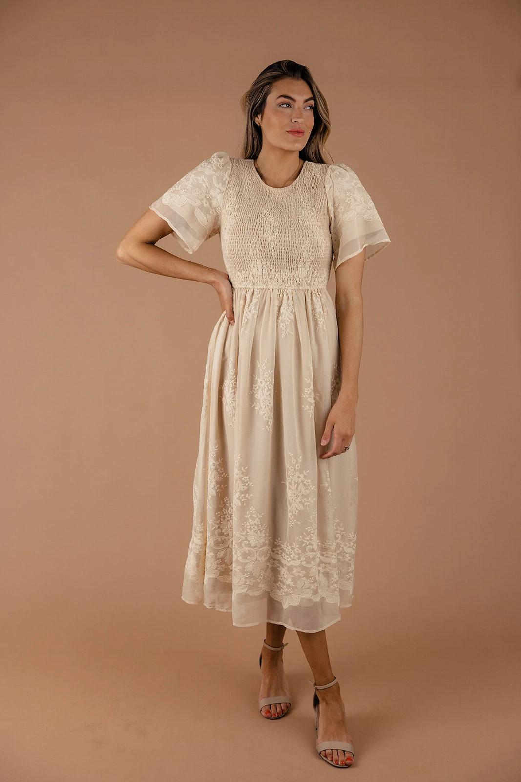Juliette Smocked Lace Midi Dress for Special Occasions 13 Juliette Smocked Lace Midi Dress for Special Occasions - Image 11