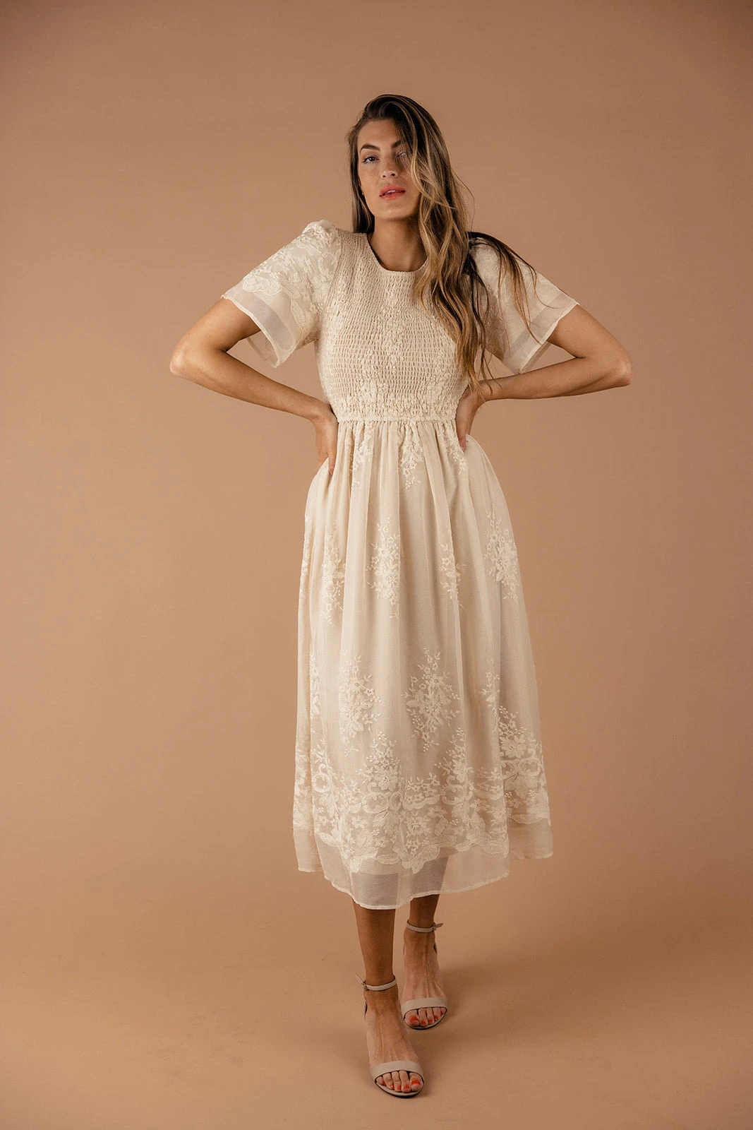 Juliette Smocked Lace Midi Dress for Special Occasions 11 Juliette Smocked Lace Midi Dress for Special Occasions - Image 9