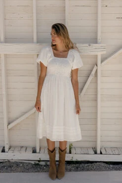 White Textured Summer Dress with Pockets - Call Me Back -ROOLEE FASHION SHOP 7W4A7190 d4212292 2741 4262 a206 80a3e61c7e23