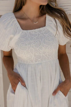 White Textured Summer Dress with Pockets - Call Me Back -ROOLEE FASHION SHOP 7W4A7199