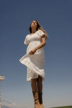 White Textured Summer Dress with Pockets - Call Me Back -ROOLEE FASHION SHOP 7W4A7210