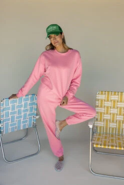 Pink Women's Lounge Joggers - Cozy Fleece Sweatpants for Errands & Lounging -ROOLEE FASHION SHOP 7W4A7246 8be2d976 fb7c 443c a0fb cd813f4b80b5