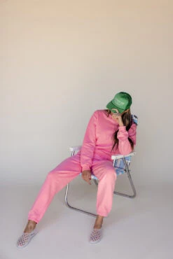 Pink Women's Lounge Joggers - Cozy Fleece Sweatpants for Errands & Lounging -ROOLEE FASHION SHOP 7W4A7261