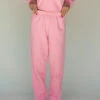 Pink Women's Lounge Joggers - Cozy Fleece Sweatpants for Errands & Lounging -ROOLEE FASHION SHOP 7W4A7272