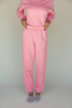 Pink Women's Lounge Joggers - Cozy Fleece Sweatpants for Errands & Lounging