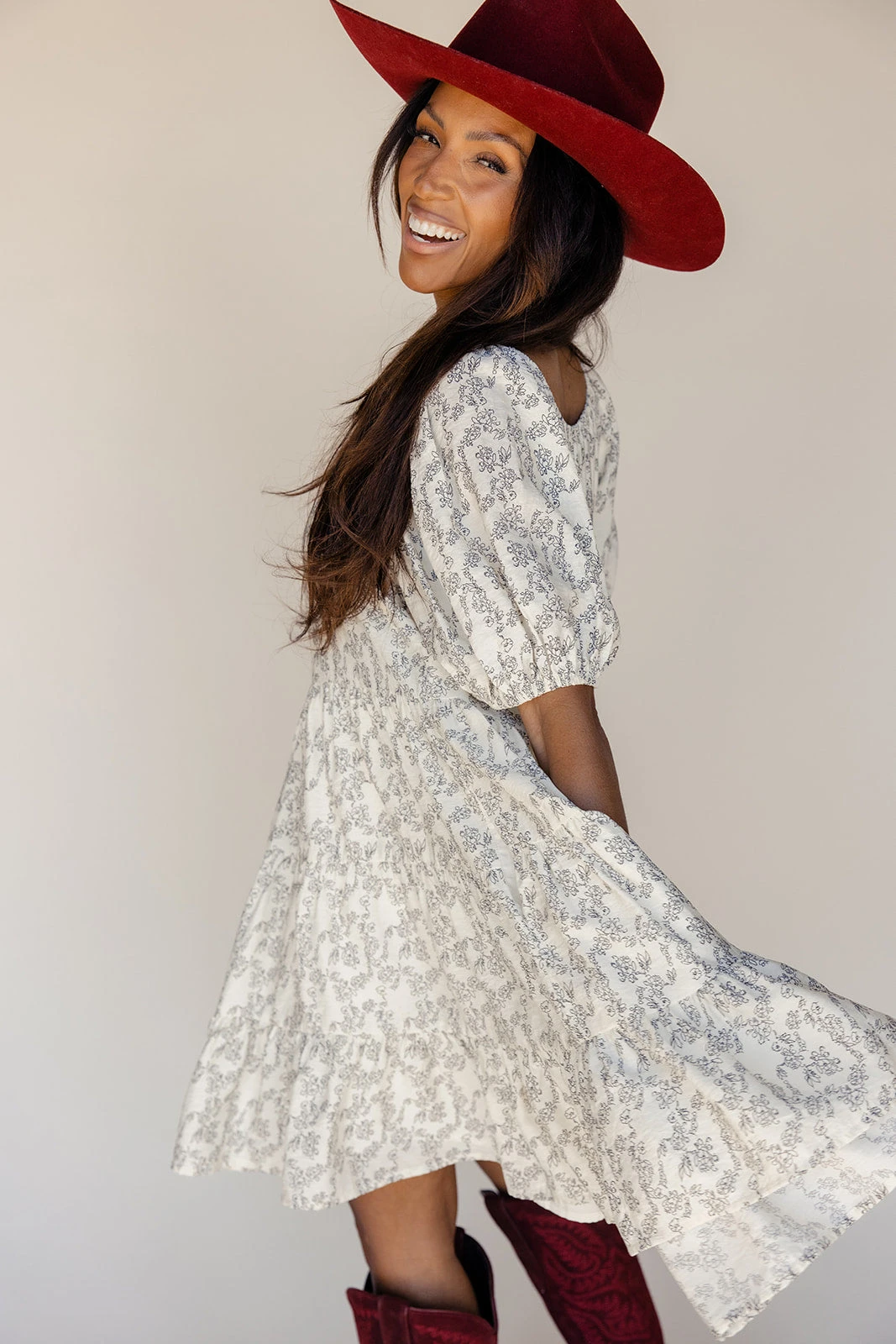 Floral Puff Sleeve Mini Dress with Pockets - Square Neck Summer Dress 4 Floral Puff Sleeve Mini Dress with Pockets - Square Neck Summer Dress - Image 2