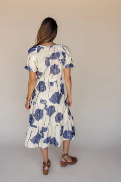Floral Tiered Midi Dress with Flutter Sleeves and Elastic Waist -ROOLEE FASHION SHOP 7W4A7715