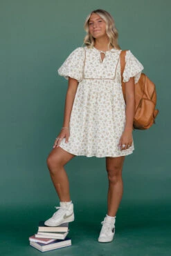 Hallway Heartthrob Tie Neck Mini Dress -ROOLEE FASHION SHOP 7W4A8101