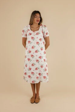 Strawberry Print Summer Dress - Lightweight Relaxed Fit with Pockets -ROOLEE FASHION SHOP 7W4A8165