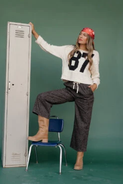 Cheetah Print High Waisted Wide Leg Pants with Tie Waist