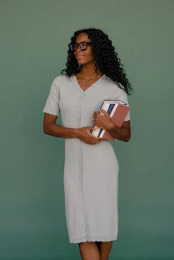 Button Front Bodycon Midi Dress - Nursing Friendly Office Style -ROOLEE FASHION SHOP 7W4A8301 c92eaf32 aafa 49bd a972 88f9392d87ad