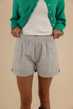 Gingham Print Elastic Waist Casual Lounge Boxers with Pockets -ROOLEE FASHION SHOP 7W4A8363