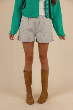 Gingham Print Elastic Waist Casual Lounge Boxers with Pockets