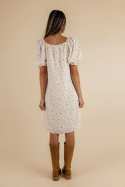 Ever After Floral Tie Dress - Romantic Puff Sleeve Style with Pockets -ROOLEE FASHION SHOP 7W4A8393 websize