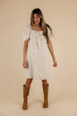 Ever After Floral Tie Dress - Romantic Puff Sleeve Style with Pockets