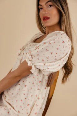 Ever After Floral Tie Dress - Romantic Puff Sleeve Style with Pockets -ROOLEE FASHION SHOP 7W4A8417 websize