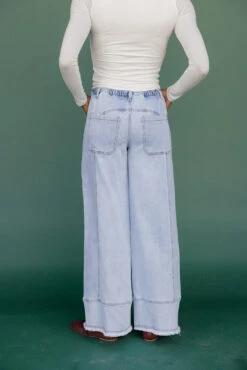 Wide Leg Denim Pants with Tie Waist and Patch Pockets -ROOLEE FASHION SHOP 7W4A8444