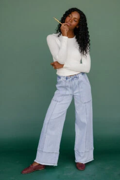 Wide Leg Denim Pants with Tie Waist and Patch Pockets -ROOLEE FASHION SHOP 7W4A8464 40e64410 569d 4083 85ac f013a28c381e 1