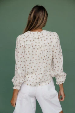 Floral Long Sleeve Blouse - Elegant Botanical Print Button Down Top -ROOLEE FASHION SHOP 7W4A8505 035721c0 45c5 4dee 8e88 508b6a3d6fe2