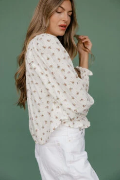 Floral Long Sleeve Blouse - Elegant Botanical Print Button Down Top -ROOLEE FASHION SHOP 7W4A8565 73aac806 4212 4e0e 997e 1e66cbe08e63