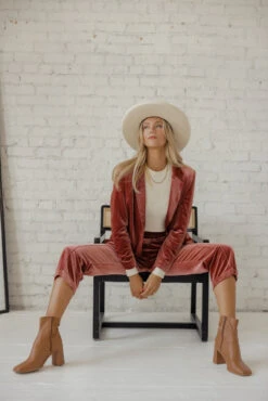 SALT Westgate Velvet Suit Pants - Pink Straight-Leg Trousers -ROOLEE FASHION SHOP 7W4A8670 ab58e6f9 72e0 4d4c 80d6 5fe04967a624