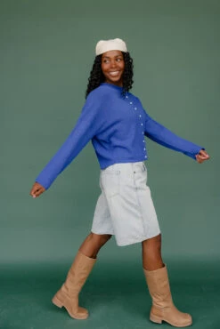 High-Rise Wide Leg Denim Bermuda Shorts with Raw Hem -ROOLEE FASHION SHOP 7W4A8676