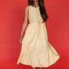 Yellow Gingham Midi Dress with Pockets and Elastic Waist -ROOLEE FASHION SHOP 7W4A8709