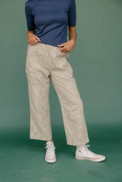 Green Gingham Wide Leg Pants with Patch Pockets 11 Green Gingham Wide Leg Pants with Patch Pockets -ROOLEE FASHION SHOP 7W4A8713