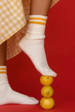 Vibrant Yellow Striped Crew Socks for Summer