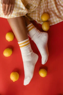 Vibrant Yellow Striped Crew Socks for Summer -ROOLEE FASHION SHOP 7W4A8807
