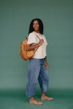 Dark Wash Tie Waist Barrel Jeans - Relaxed Tapered Denim -ROOLEE FASHION SHOP 7W4A8810