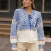 Tie-Front Patterned Sweater with Trendy Balloon Sleeves 1 Tie-Front Patterned Sweater with Trendy Balloon Sleeves -ROOLEE FASHION SHOP 7W4A8825