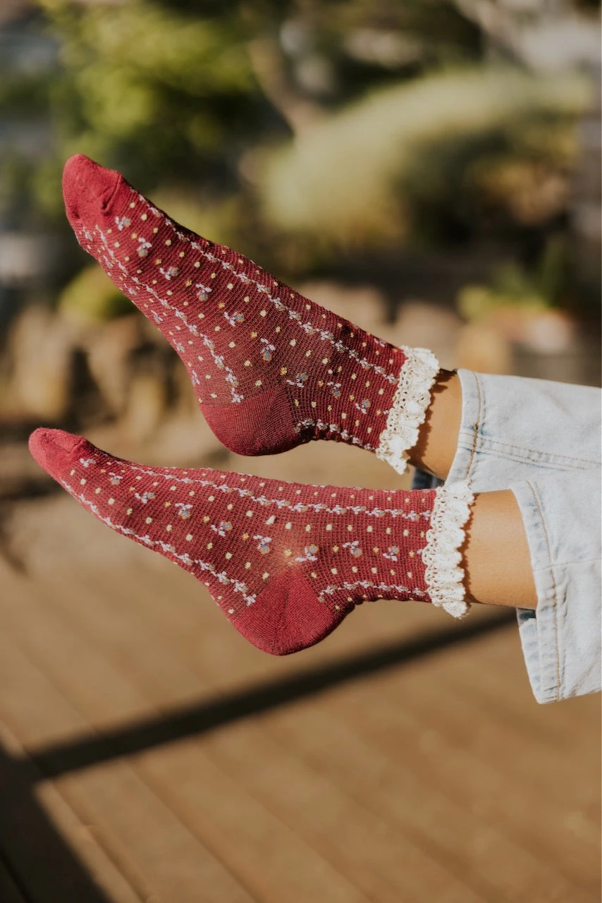 Free People Rosebud Waffle Knit Ankle Socks with Floral Embroidery 13 Free People Rosebud Waffle Knit Ankle Socks with Floral Embroidery - Image 11