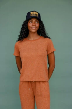 Rust Orange Slouchy Oversized Tee - Comfy Loungewear Top -ROOLEE FASHION SHOP 7W4A8901
