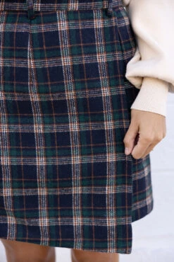 Plaid Faux Wrap Mini Skirt with Elastic Waist - Navy & Green 14 Plaid Faux Wrap Mini Skirt with Elastic Waist - Navy & Green -ROOLEE FASHION SHOP 7W4A8960 e386abf2 faec 4a39 a83a 759d40b9025b