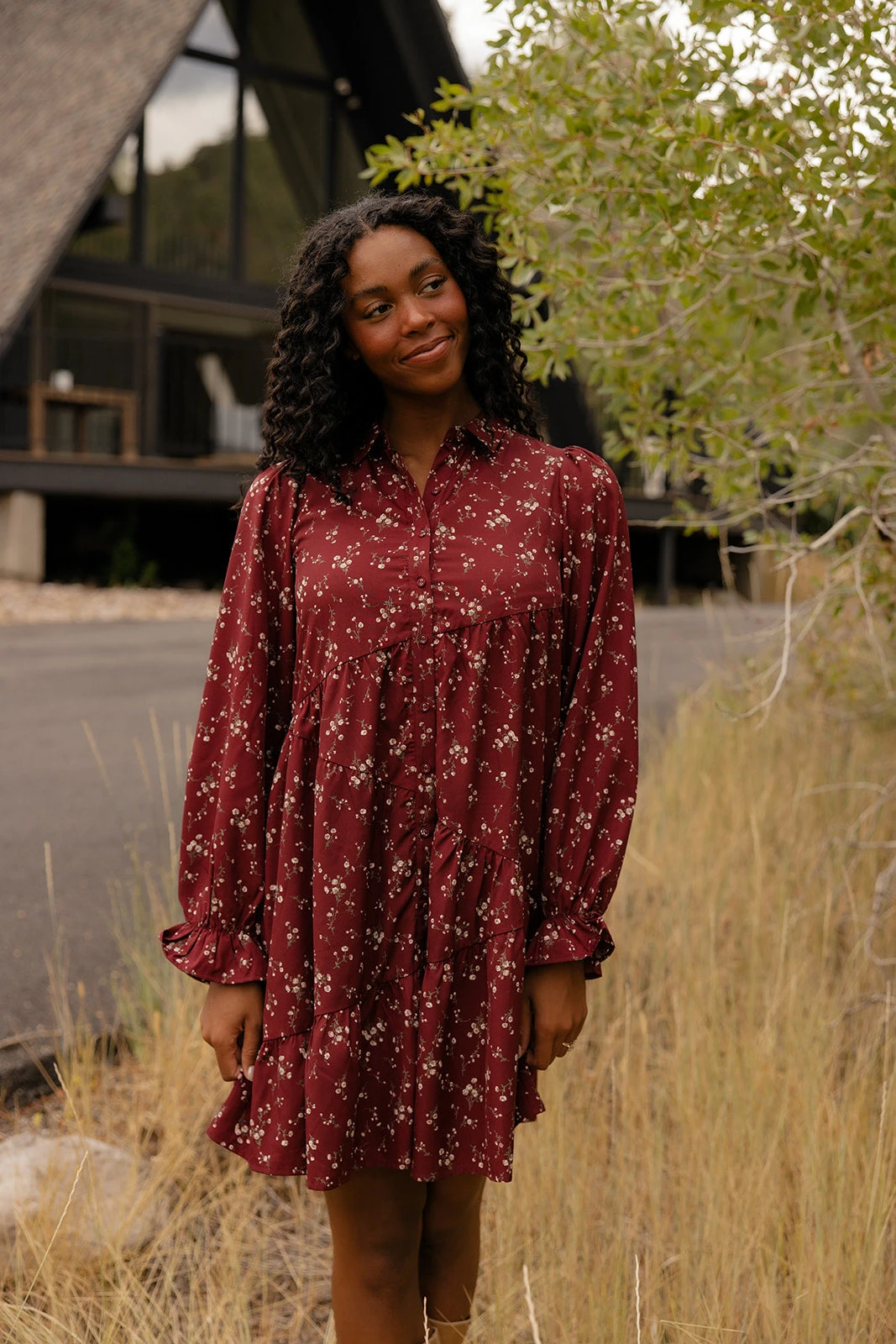 Floral Ruffle Sleeve Dress with Pockets and Functional Buttons 5 Floral Ruffle Sleeve Dress with Pockets and Functional Buttons - Image 3