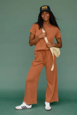 Rust Orange Slouchy Oversized Tee - Comfy Loungewear Top -ROOLEE FASHION SHOP 7W4A9030 1