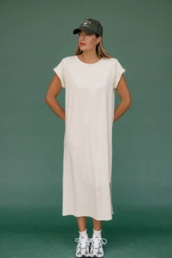 Ribbed Tee Shirt Maxi Dress with Side Slit - Honor Roll Collection -ROOLEE FASHION SHOP 7W4A9143