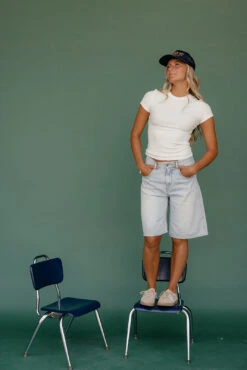 Ribbed Short Sleeve Fitted Basic Tee -ROOLEE FASHION SHOP 7W4A9257