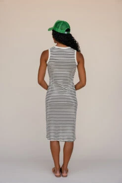 Striped Bodycon Tank Dress - The Kelsie Sleeveless Knit Midi -ROOLEE FASHION SHOP 7W4A9364 c0441e4a 9d89 4cde ab6b d7553ed10434