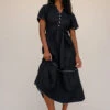 Black Lace Trim Maxi Dress with Statement Collar and Button Detail -ROOLEE FASHION SHOP 7W4A9475