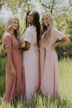 Taylor Jane Wrap Maxi Dress with Elastic Waist and Removable Tie