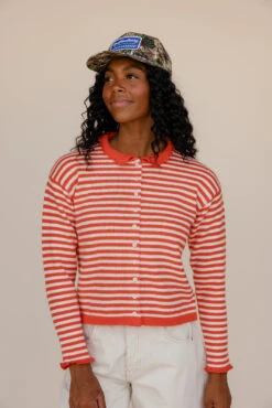 Casual Red Striped Open Front Cardigan for Women -ROOLEE FASHION SHOP 7W4A9562 7fc37ecd ef35 4707 8cbd a064beb5f8ec