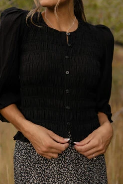 Cream Smocked Blouse with Billowy Sleeves - Blushwood Textured Top -ROOLEE FASHION SHOP 7W4A9605 7b8ffc34 422a 45ee 98ad d8d083c9d055