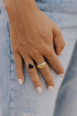 ROOLEE Romeo Ring - Gold & Black Heart Statement Jewelry -ROOLEE FASHION SHOP 7W4A9619