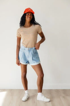 Amy Beth Striped Tee - Boxy Fit Cotton Ribbed Top -ROOLEE FASHION SHOP 7W4A9665