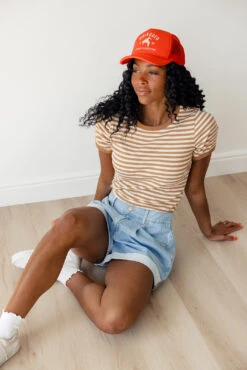 Amy Beth Striped Tee - Boxy Fit Cotton Ribbed Top -ROOLEE FASHION SHOP 7W4A9670